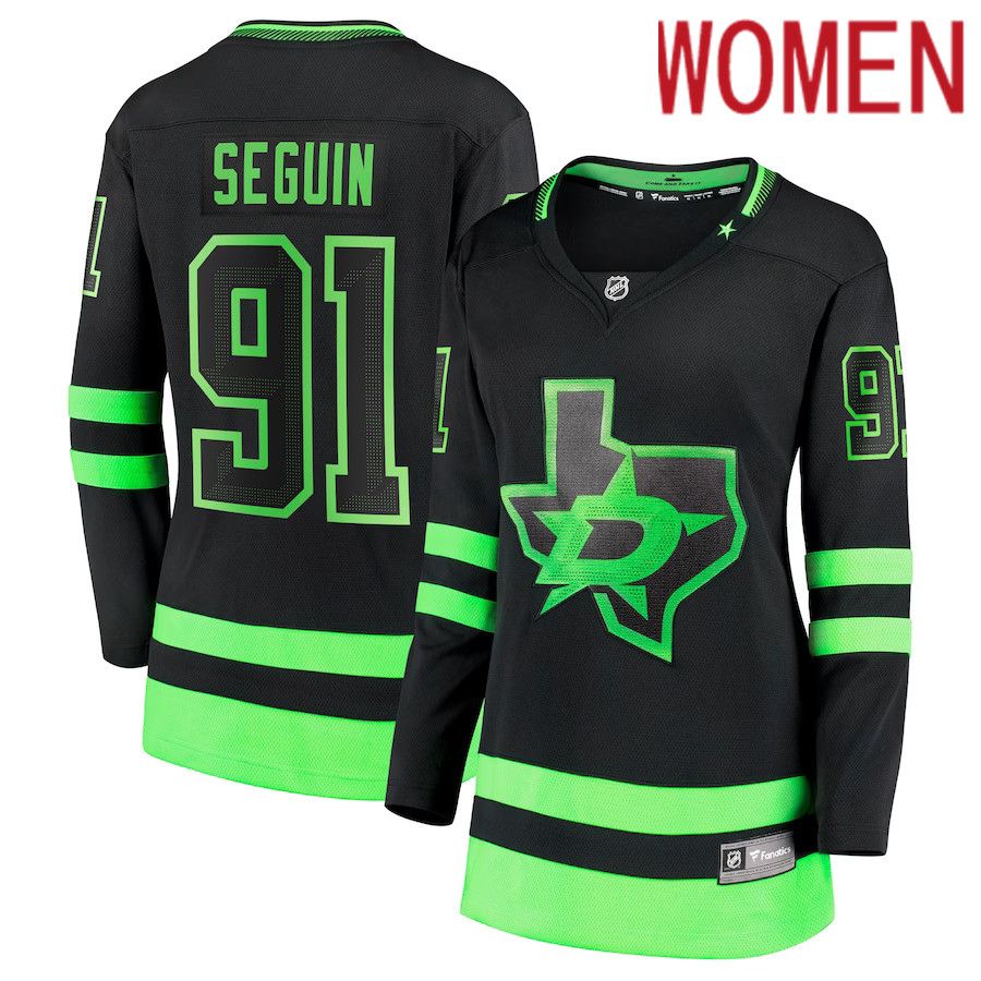 Women Dallas Stars #91 Tyler Seguin Fanatics Branded Black Alternate Premier Breakaway Player NHL Jersey->women nhl jersey->Women Jersey